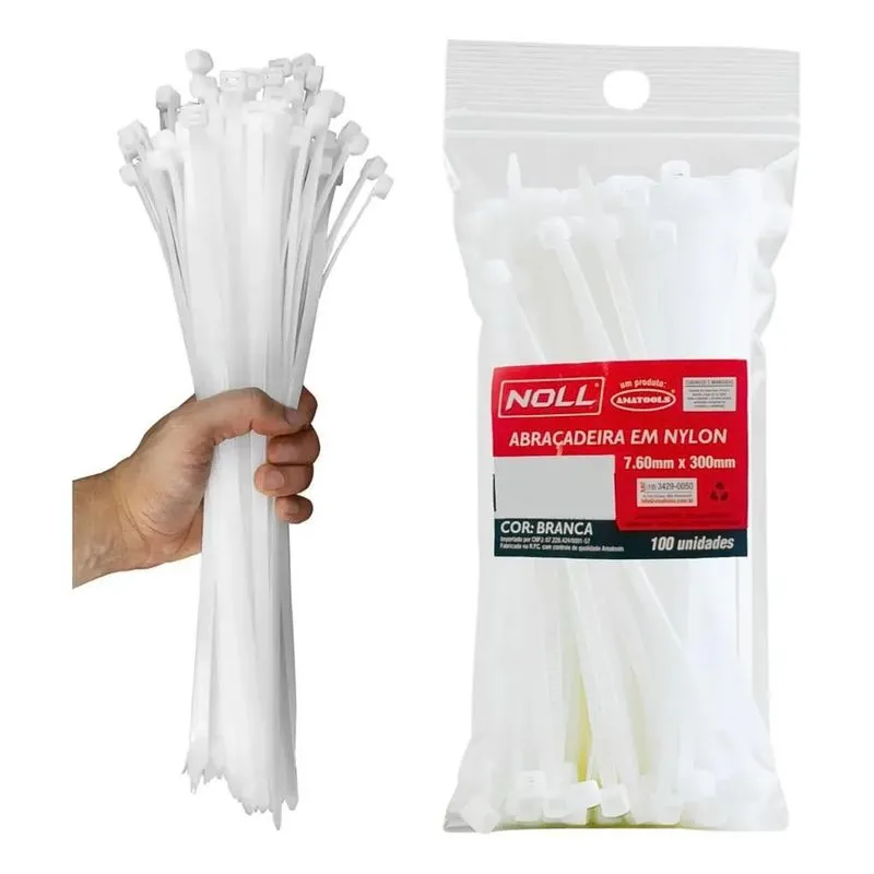 Kit 100 Abraçadeira Nylon Enforca Gato 7,60mm X 300mm Grossa