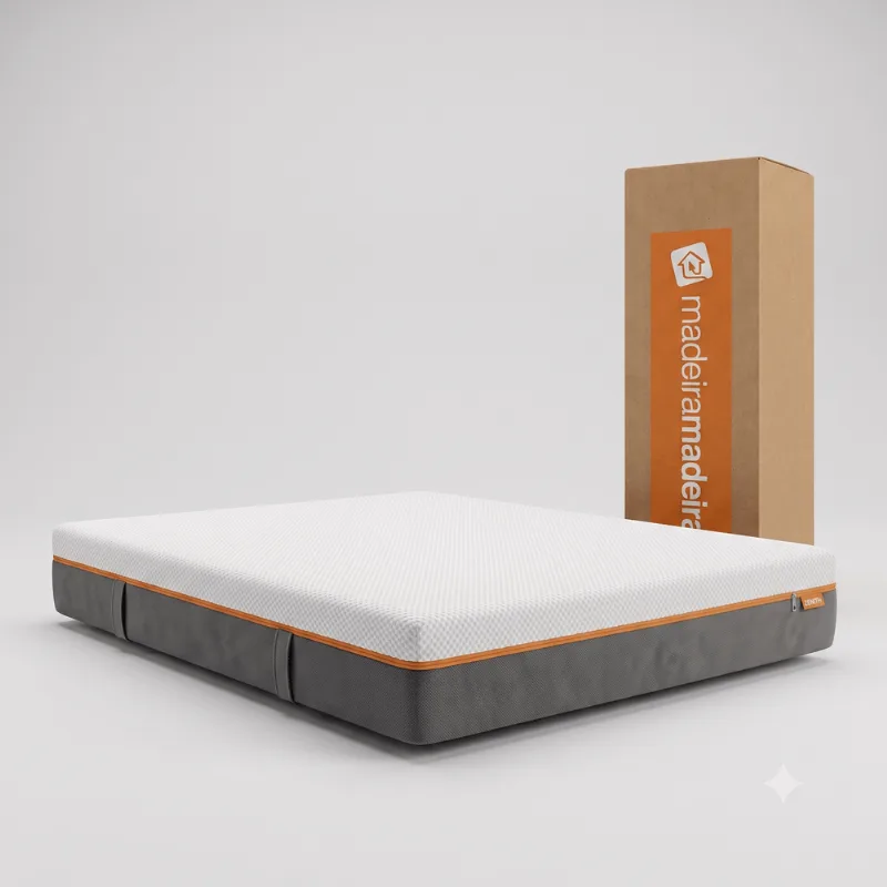 Colchão King À Vácuo Espuma D28 193cm x 22cm Snap Magic Yescasa Branco/Laranja