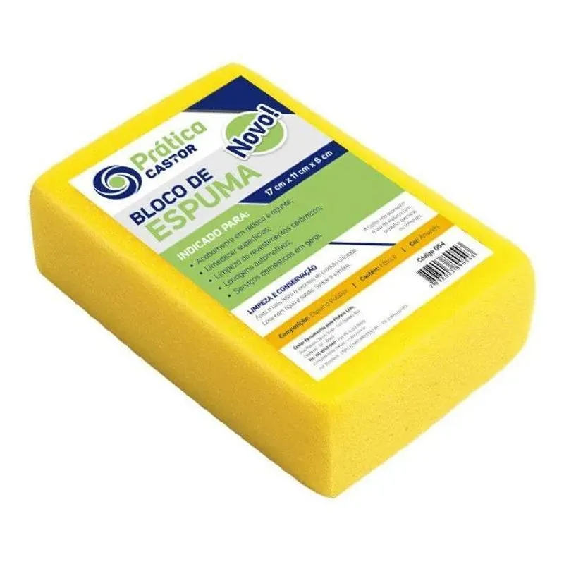 10x Bloco Espuma Amarela 17x11x6cm - Castor Linha Prática