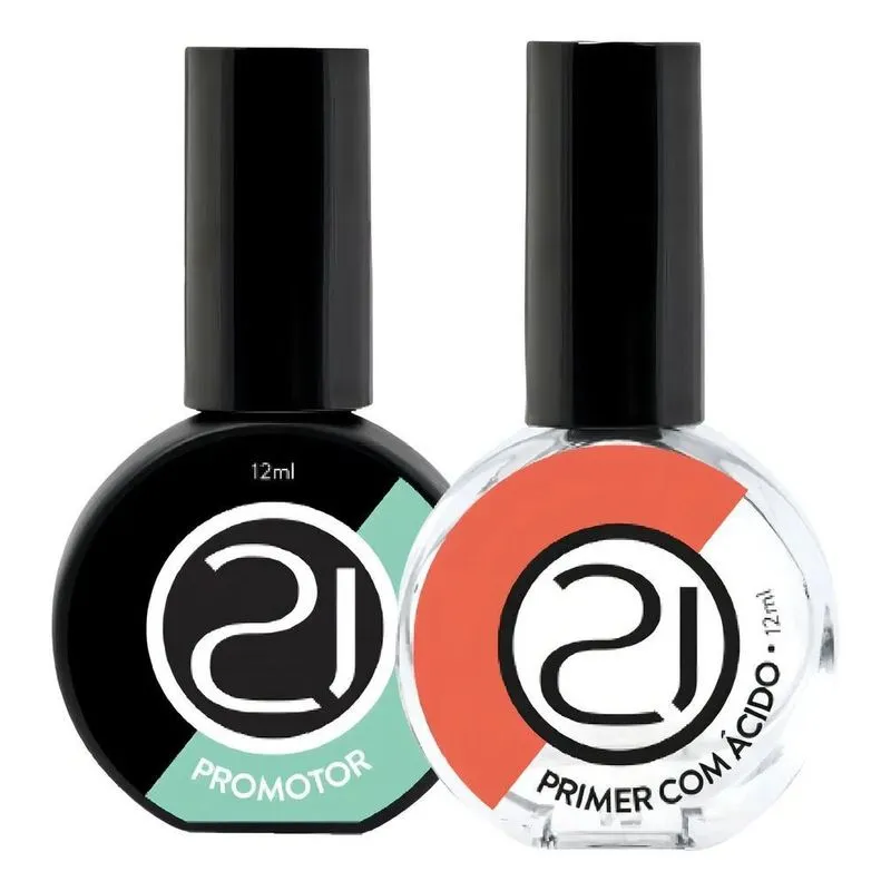 Nails 21 Kit Adesivador Promotor 12ml + Primer Con Ácido 12m