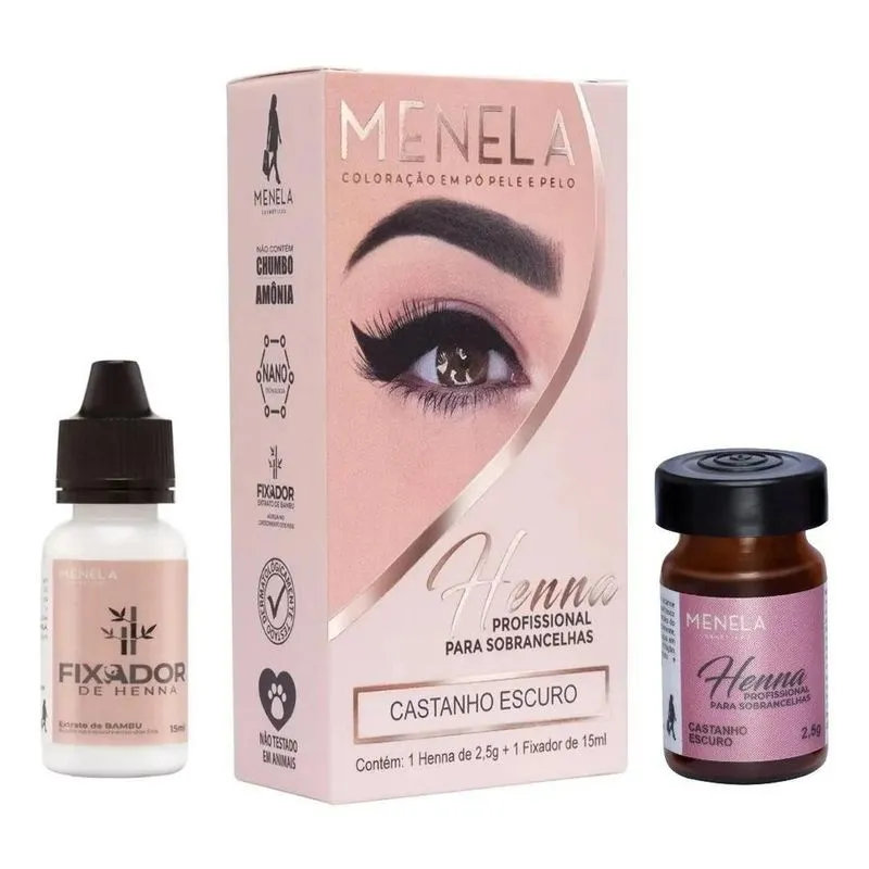 5x Menela Henna Sobrancelha Designer Profissional Com Fixado