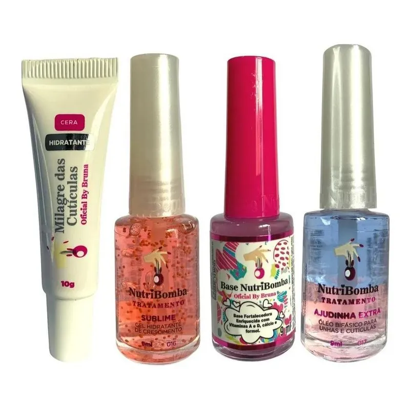 2x Kit De Unhas Nutribomba Ajudinha Extra +base +cera +subli