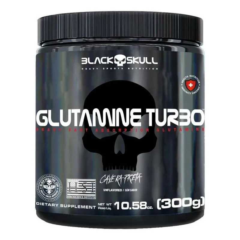 Glutamine Turbo 300g - Black Skull - Caveira Preta Glutamina