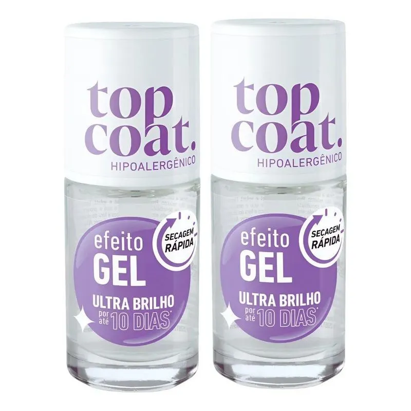 Top Coat Efeito Gel Blant: Brilho 10 Dias, Hipoale - Incolor