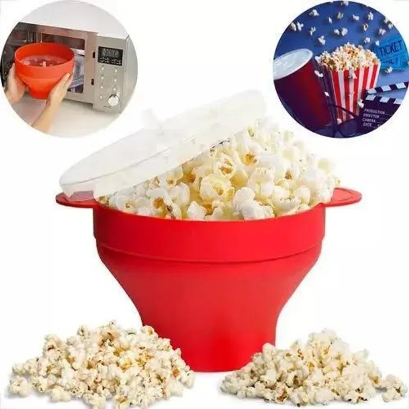 2x Pipoqueira De Silicone Para Microondas Balde De Pipoca
