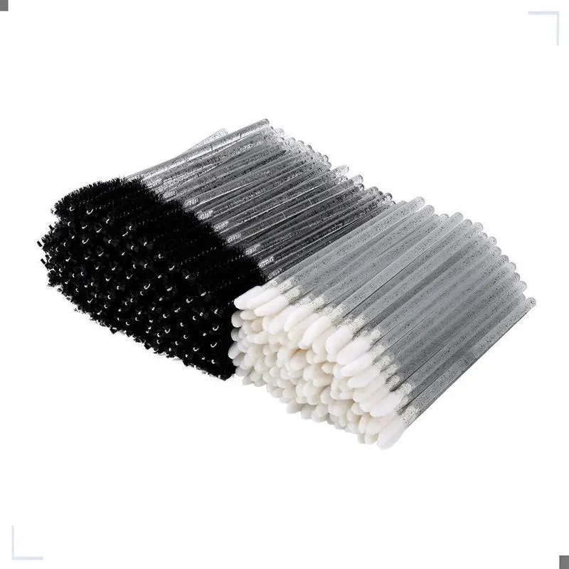 Kit 150 Escovinha + Aplicador Batom Cílios Profissio - Preto