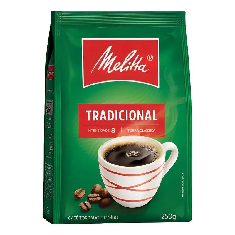 5x Café Torrado E Moído Tradicional Melitta Pacote 250g