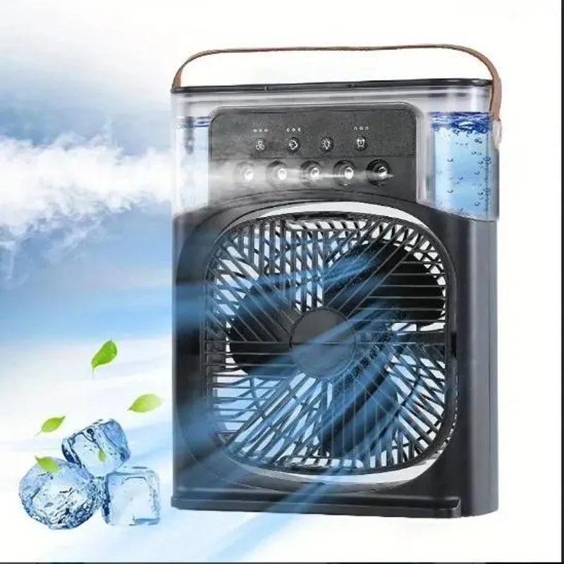 5x Ventilador Umidifcador Preto Ar Condicionado De Mesa Led