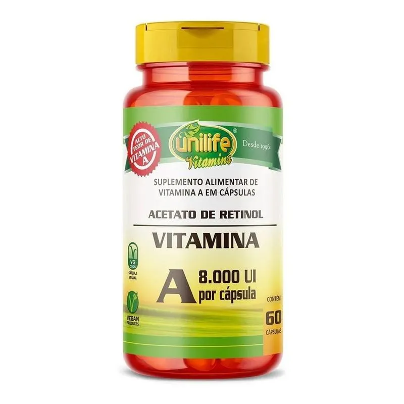 10x Vitamina A Acetato De Retinol Unilife 60 Cápsulas Sabor
