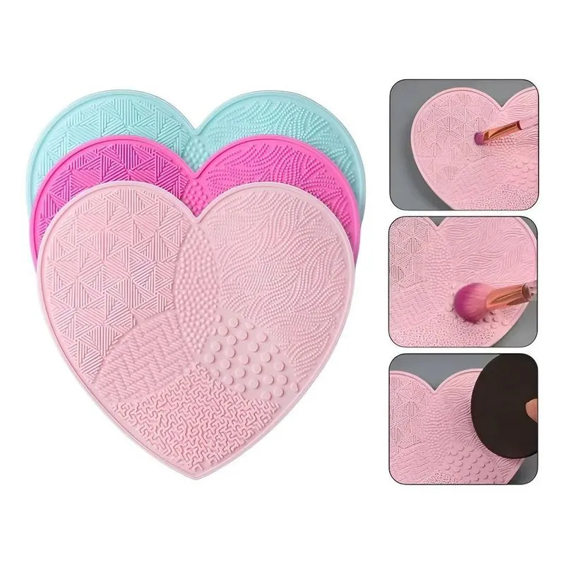 Tapete Silicone Limpa Pincéis Maquiagem: Cerd - Coração Rosé