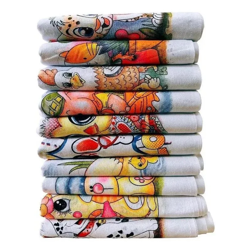 10x Pano De Prato Estampado Bainha Kit Com 10 Peças Pano A