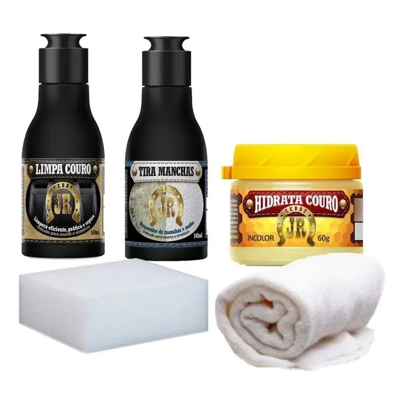 5x Kit Limpa Couro + Tira Manchas + Hidrata Couro Jr 60g