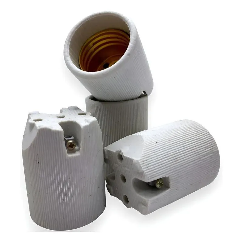 2x Kit 10 Receptáculo Bocal Soquete Porcelana Louça E27 Cinz