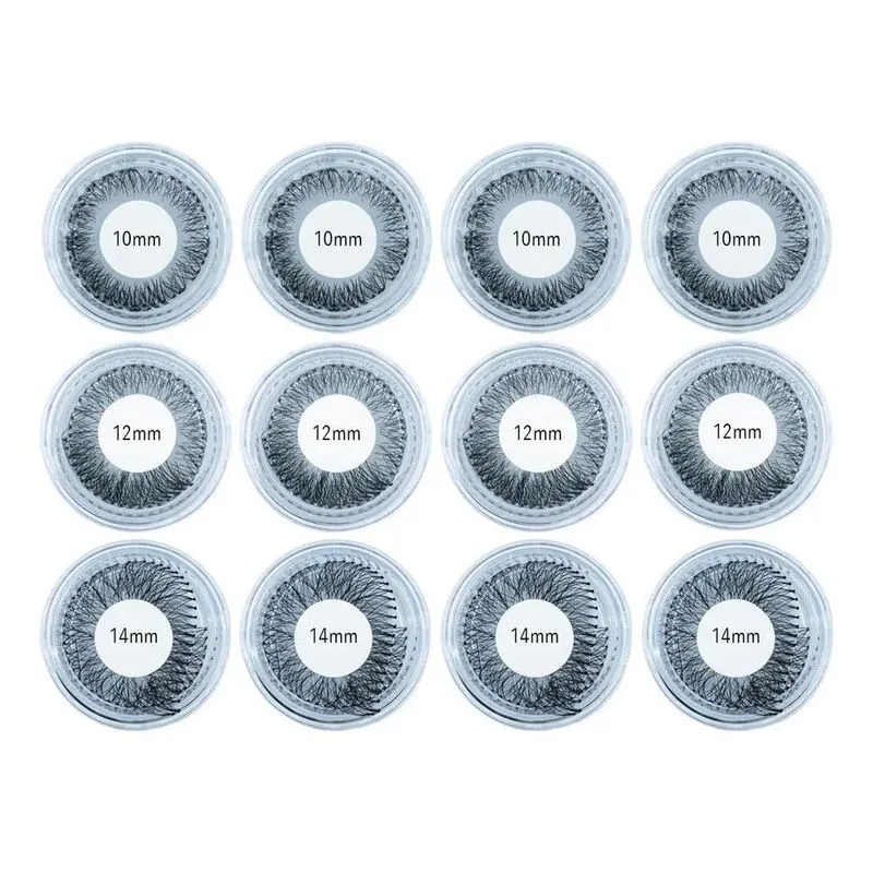 3x Kit 12 Potes Cílios Tufo Extensão Tufinho 10mm, 12mm E 14