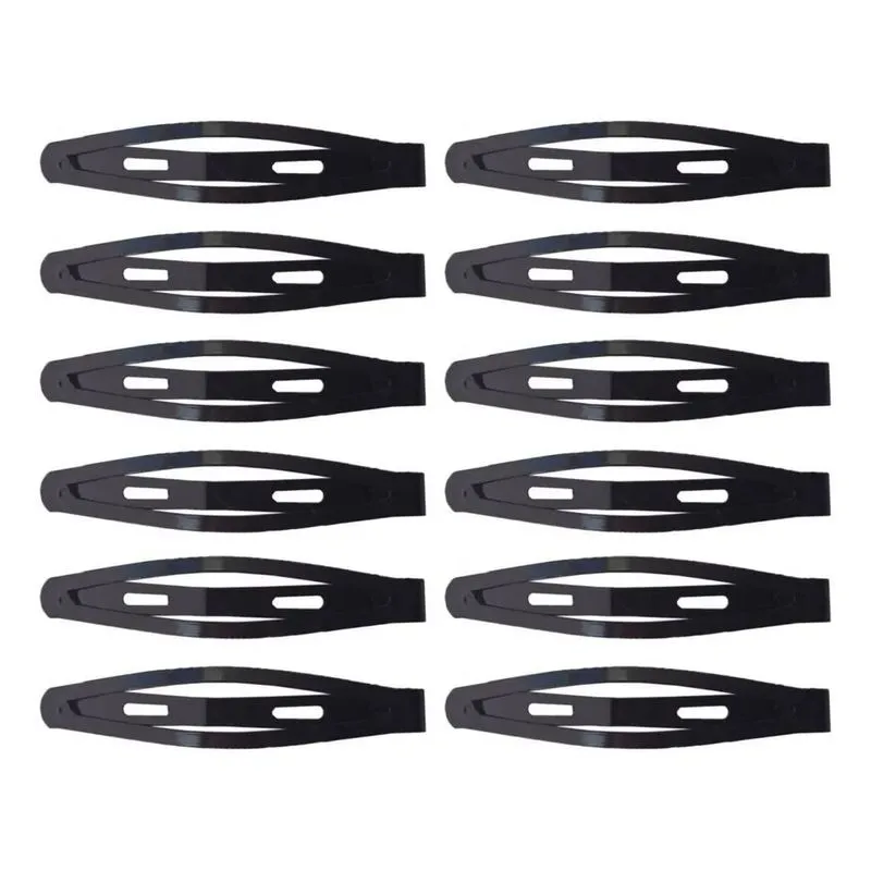 10x 12 Presilha Cabelo Tic Tac Grande 5,5cm Prendedor Preto
