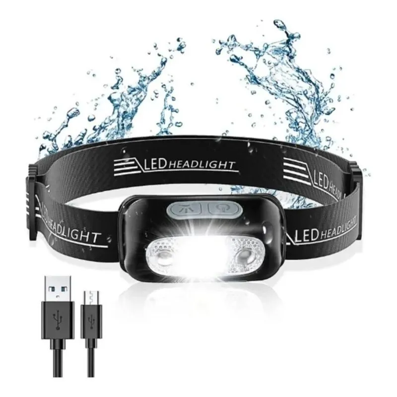 5x Lanterna Cabeça Headlight Recarregavel Sensor Prova D'águ