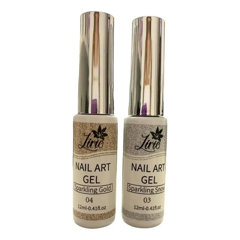 3x Kit 2 Esmalte Gel Prata &amp; Dourado Gliter Refletivo Brilho