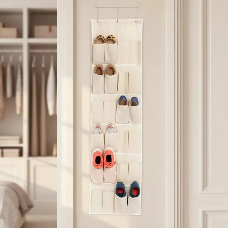 Sapateira Vertical 24 Bolsos: Organize Sapatos E - Off White