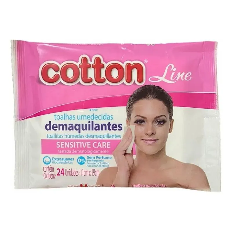 Lenço Removedor De Maquiagem Cotton Line Tolhas Umedecidas P