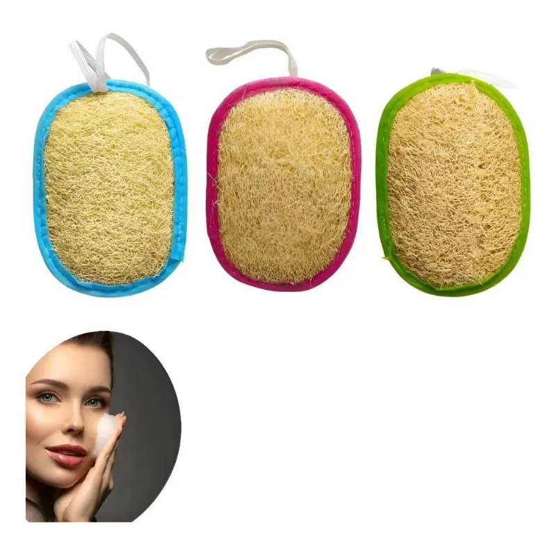 3 Unidades Bucha Vegetal Oval Para Banho Dupla Face Esponja