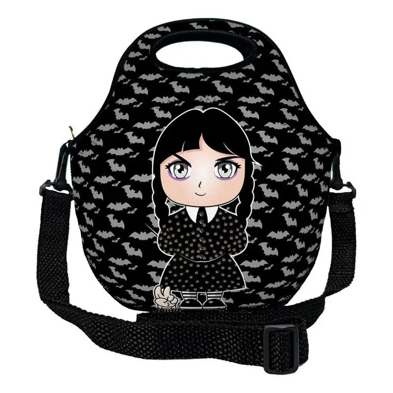 Lancheira Térmica Neoprene: Preserva Aliment - Menina Addams