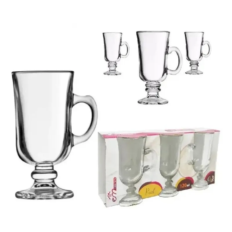 2x Kit 3 Taças Vidro Xícara Dolce Gusto Café Capuccino 120ml