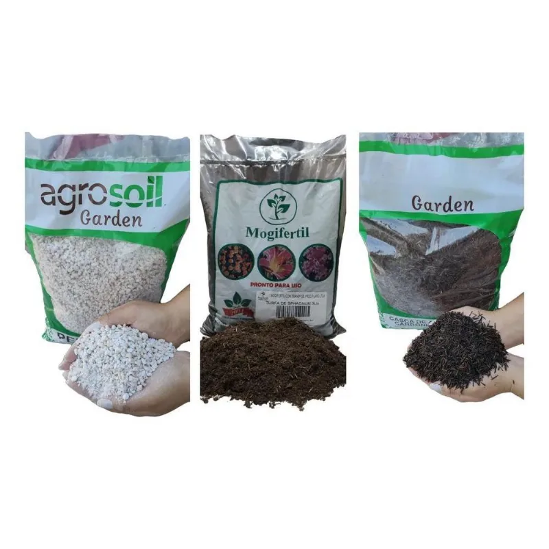 10x Kit 9 Litros Perlita Casca De Arroz Turfa Sphagnum Subs
