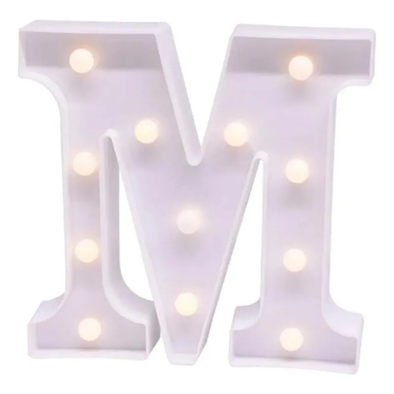 5x Luminária Decorativa Led 3d Letra M Branca 22cm Decor Fes