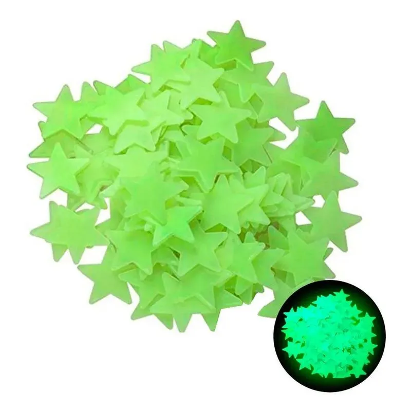 5x Adesivos Fluorescentes Estrelas 100 Unidades Brilho Neon