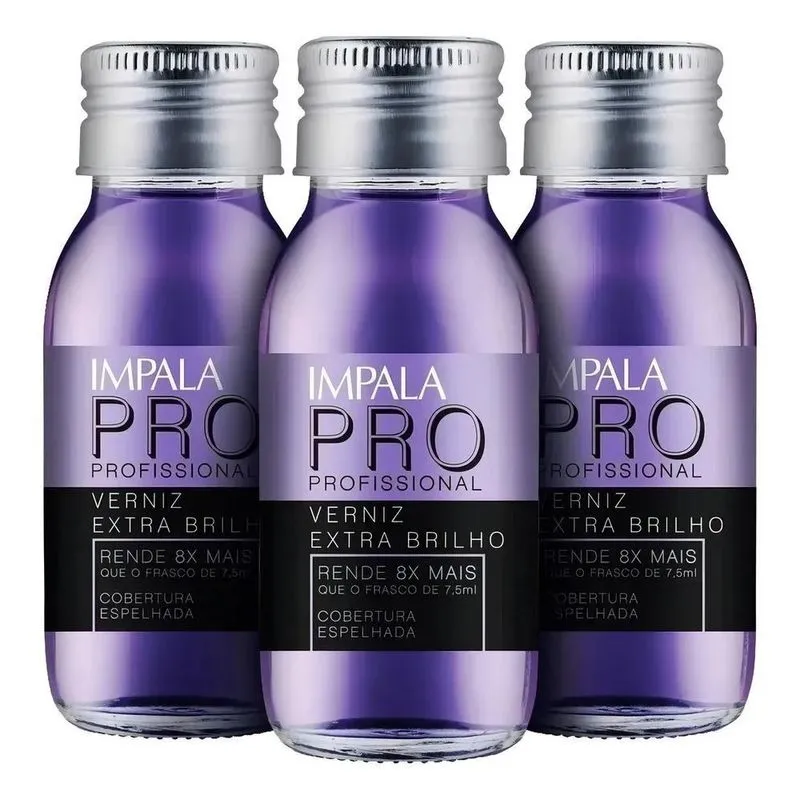 5x Impala Esmalte Base Verniz Extra Brilho 60ml Espelhada 03