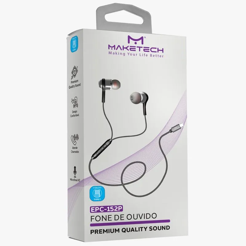 Fone de Ouvido Maketech Type C EPL 152P com Fio