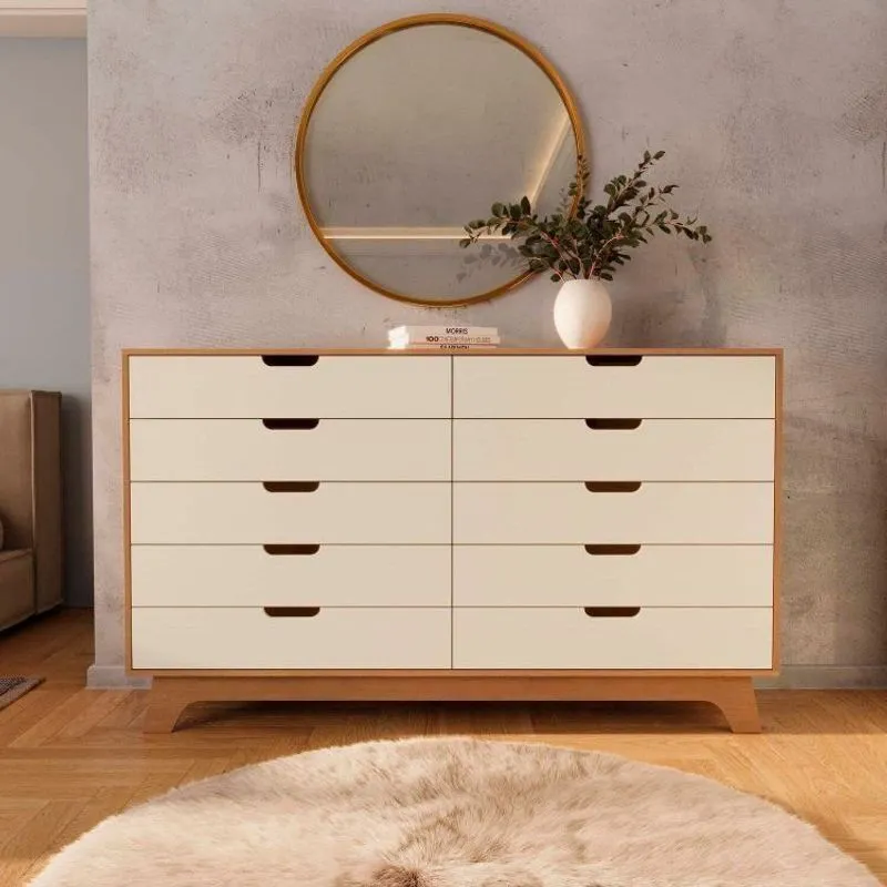 Cômoda Para Quarto 10 Gavetas Mdf Alice Yescasa Marrom/off White/castanho Off White / Castanho