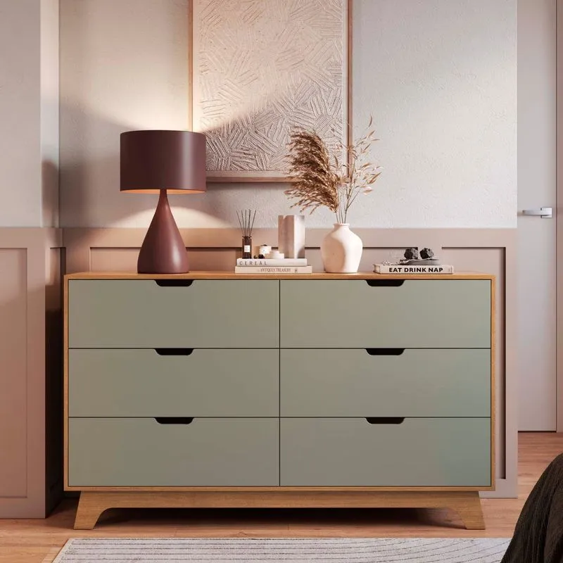 Cômoda Para Quarto 6 Gavetas 100% Mdf Alice Yescasa Marrom/verti/castanho Verti/ Castanho