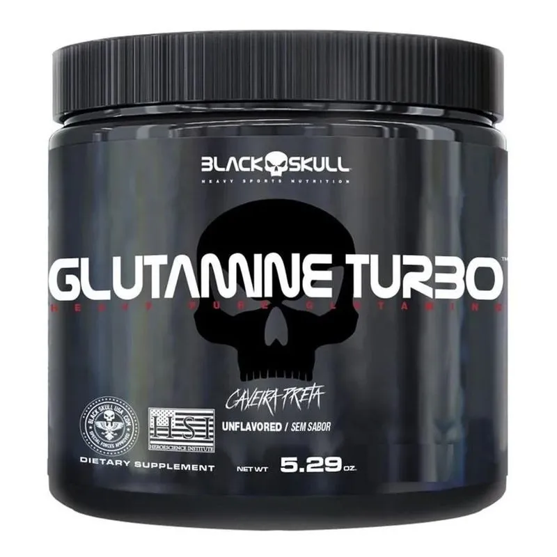 2x Glutamina Turbo 300g Caveira Preta - Black Skull