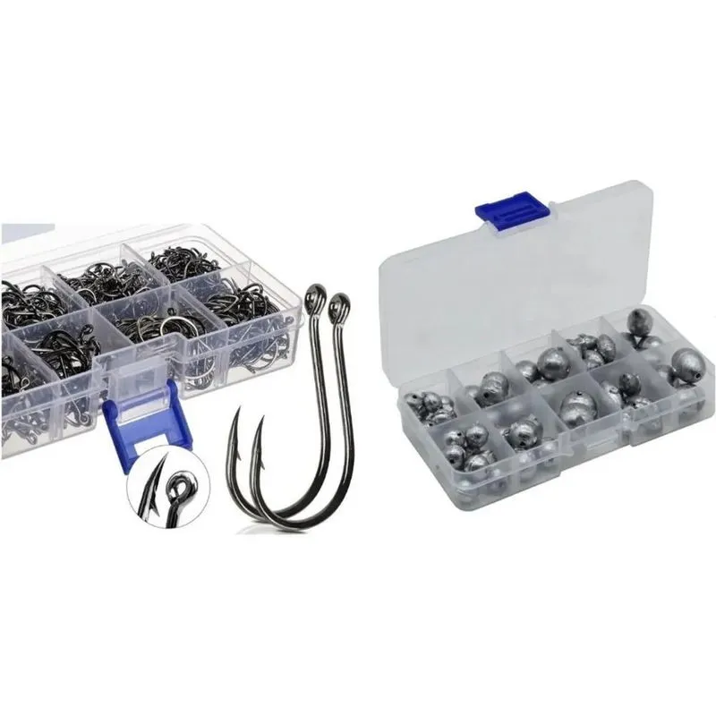 Kit 600 Anzóis E Kit Chumbada Para Pesca