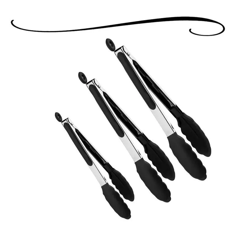 3x 3 Pegador Silicone Carne Salada Cozinha Pinça Culinária