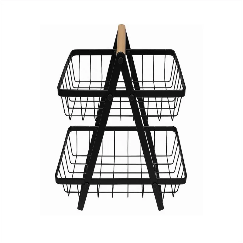 Fruteira De Mesa Cesta Aramada 2 Andar Organizador Alca