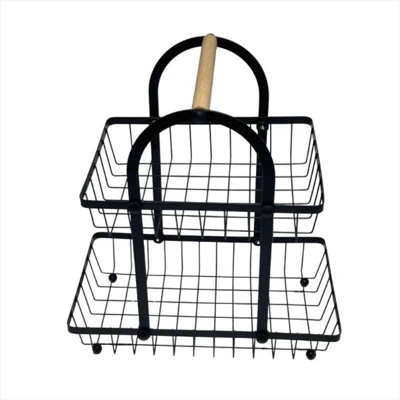 Fruteira De Mesa Cesta Aramada Organizador 2 Andar Luxo