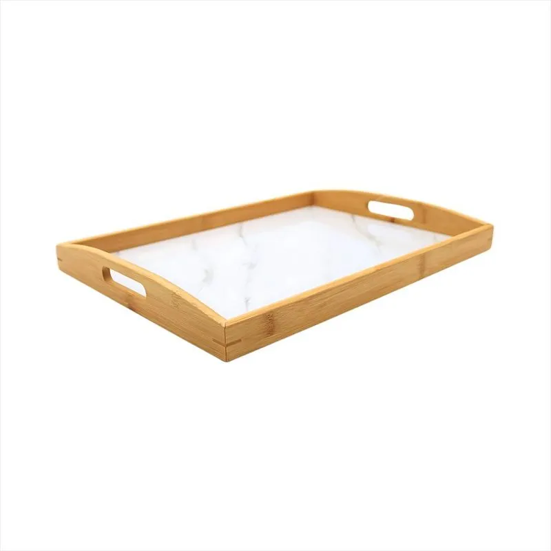 Bandeja Bambu Canto Café Mesinha Lavabo Fundo Pvc Marmore