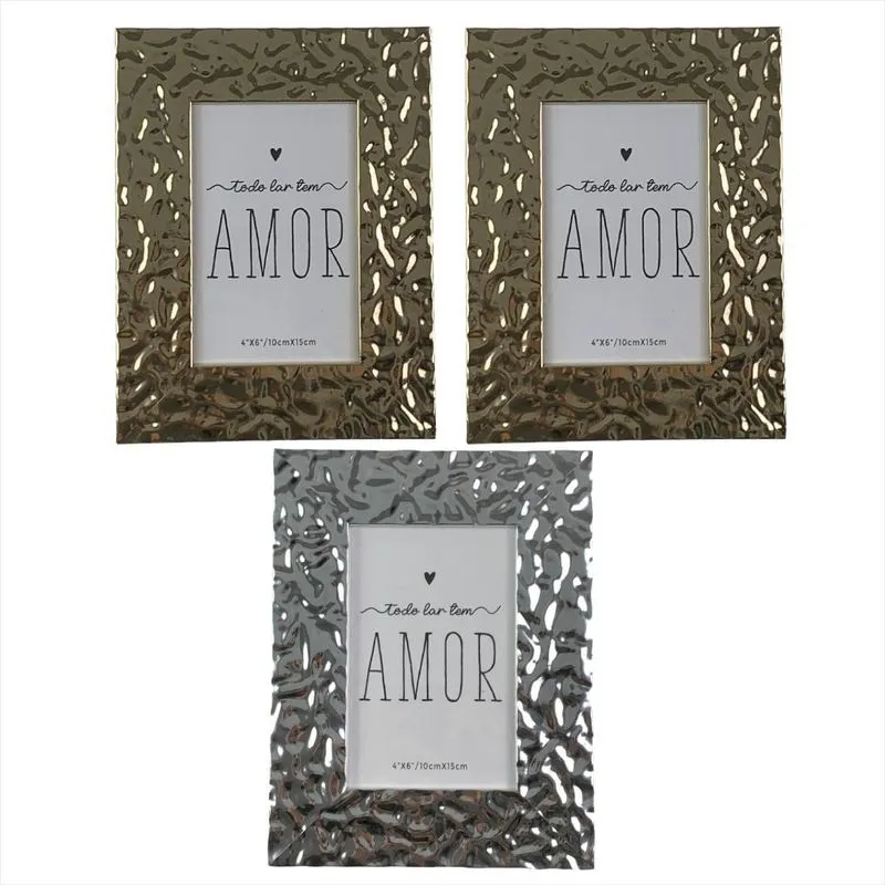 Kit 3 Porta Retrato Metalizado Painel Foto Decoração Moldura