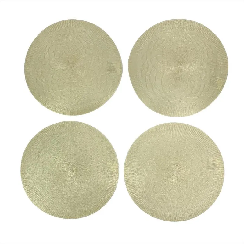 Kit 4 Souspla Redondo 38cm Jogo Americano Poliéster Marfim