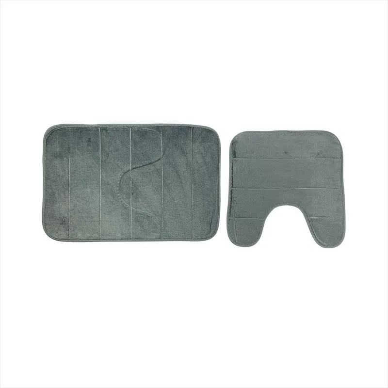 2 Peças Tapetes Cinza Banheiro Luxo Seca Rápido Vaso Sanitár