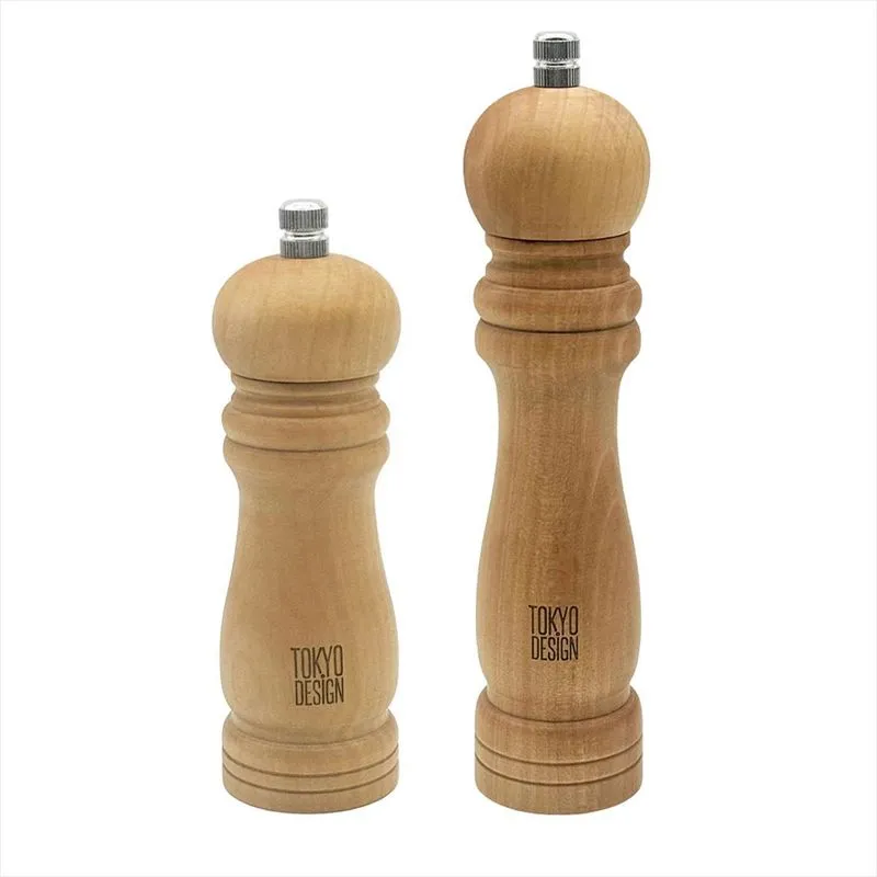 Kit Moedores Pimenta Madeira Grande E Pequeno Manual Sal