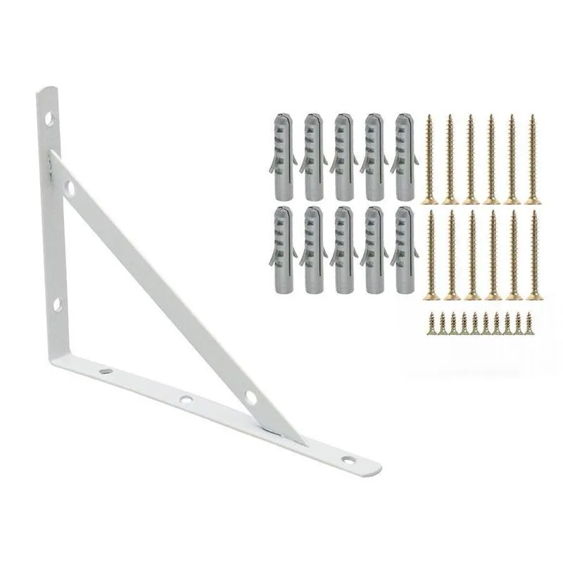 4 X Mão Francesa Branca 30cm Com Kit De Parafuso E Bucha