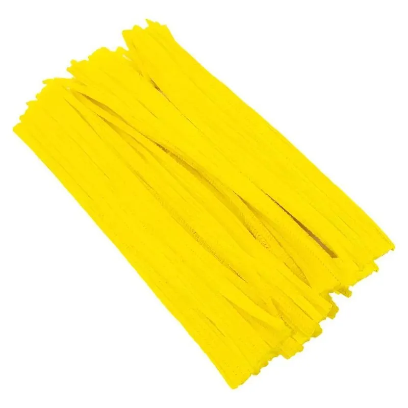 Haste De Chenille Colorido 30cm 100 Unid Limpador Ca Amarelo