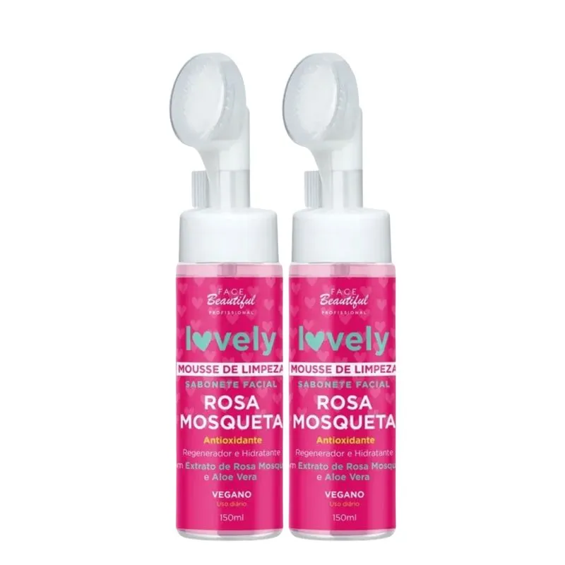 Duo 2x Mousse de Limpeza Facial Rosa Mosqueta - Face Beautiful | Skincare Antioxidante e Hidratante