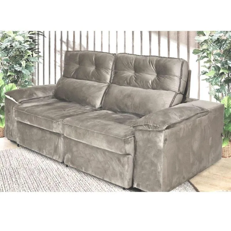 Sofá Retrátil/Reclinável 3 Lugares Capuccino Zeus Nordeste Flex