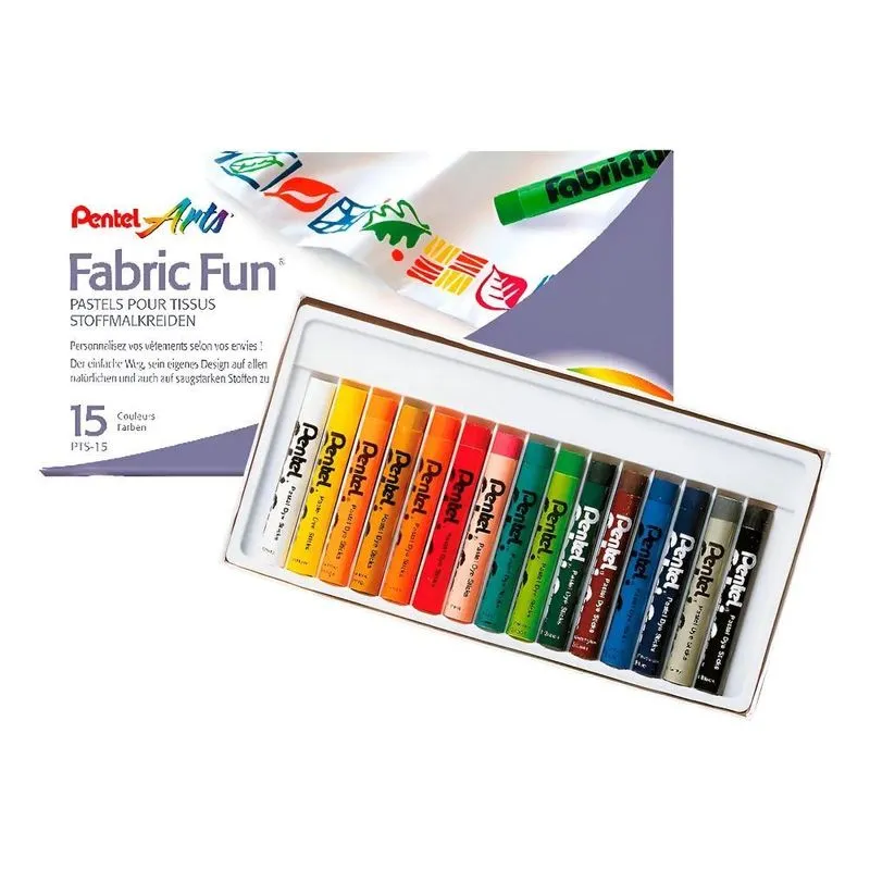 Giz Pastel Para Tecido Pentel Arts Fabric Fun - 15 Cores