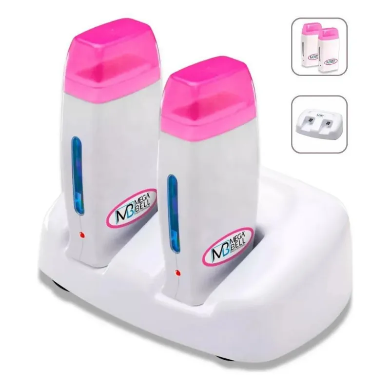 5x Kit 2 Aquecedores De Cera Roll On Com Base Dupla Mega Bel