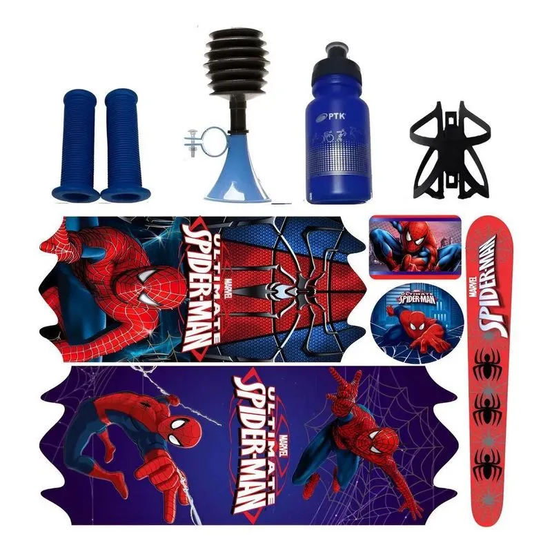 Kit Adesivo Bicicleta Buzina Manopla Homem Aranha Ar Kit Azu